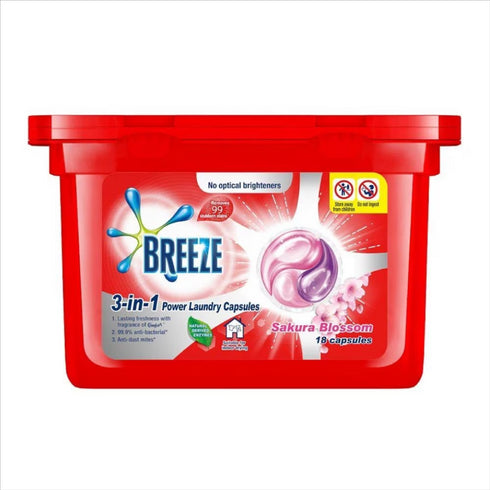 Breeze 3 in 1 Sakura Blossom Power Laundry Capsules (18s)